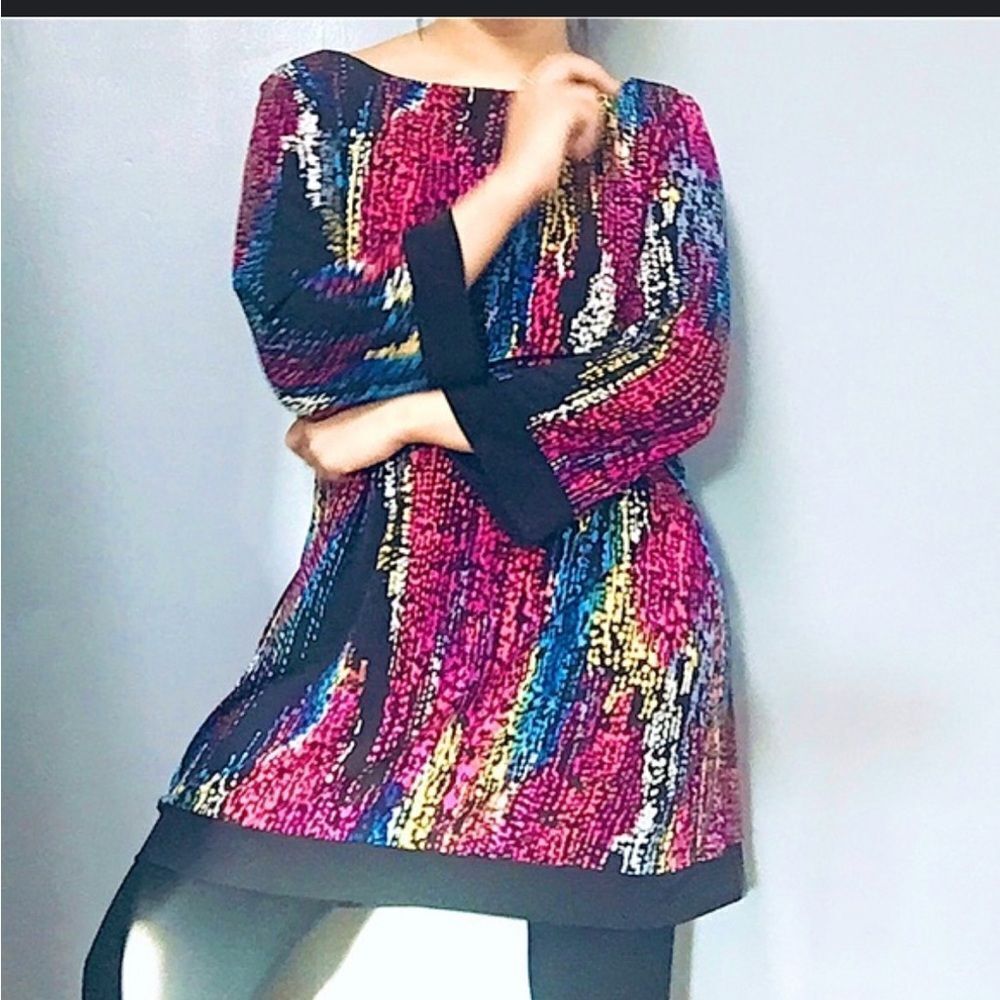EXCELLENT CONDITION WOMEN’S SIZE MEDIUM COLORFUL STYLE & CO TUNIC TOP/DRESS